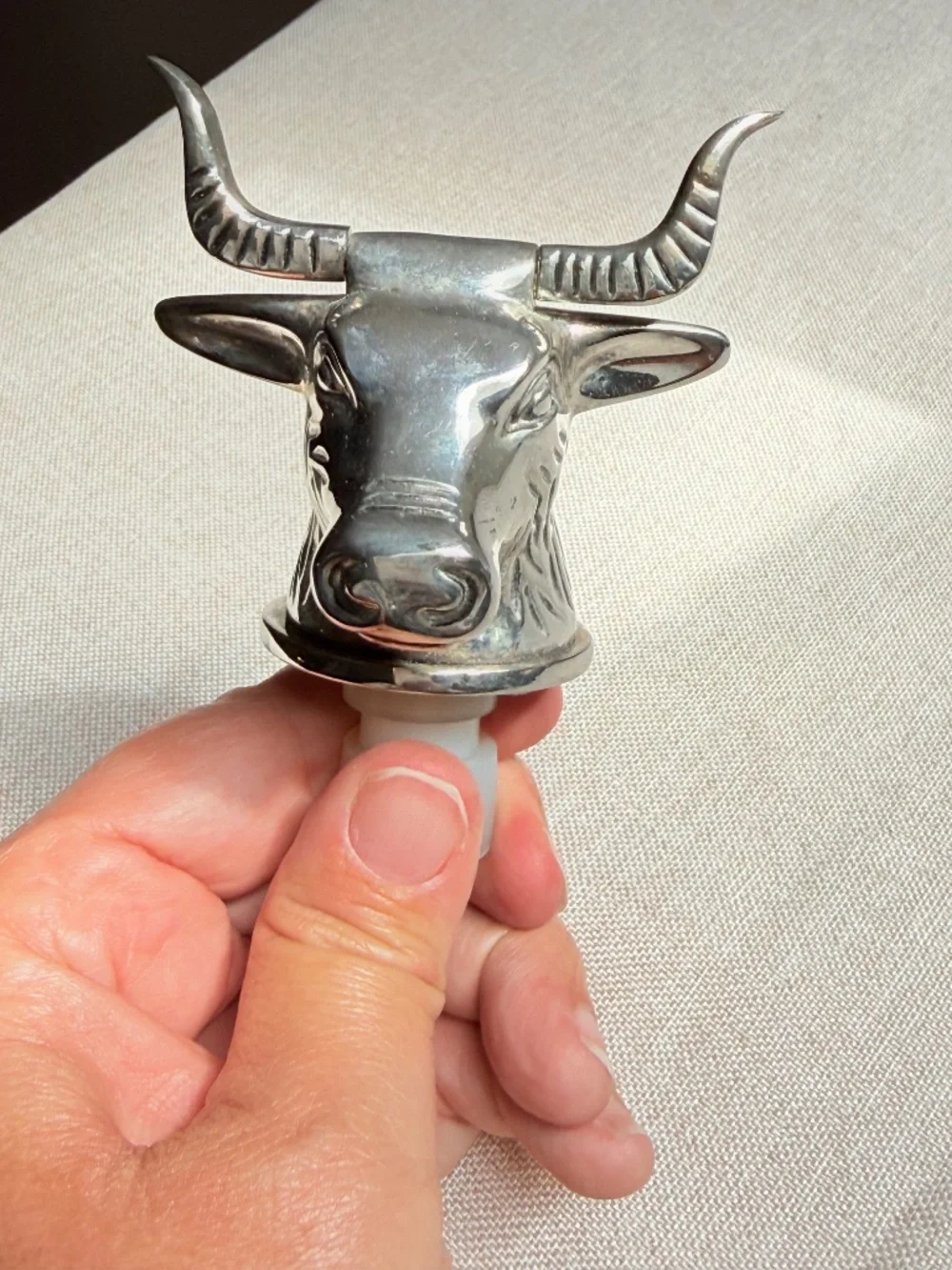 Vintage Neiman Marcus Silverplate Longhorn Bull Head Wine Stopper